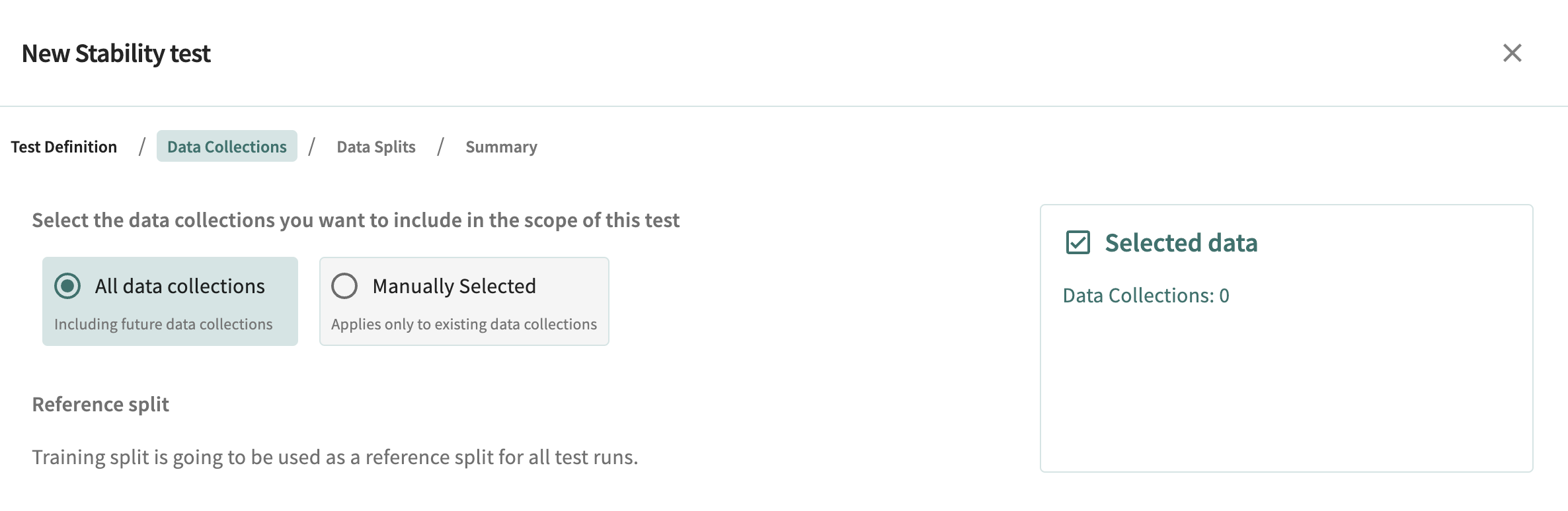 Model test data collection definition