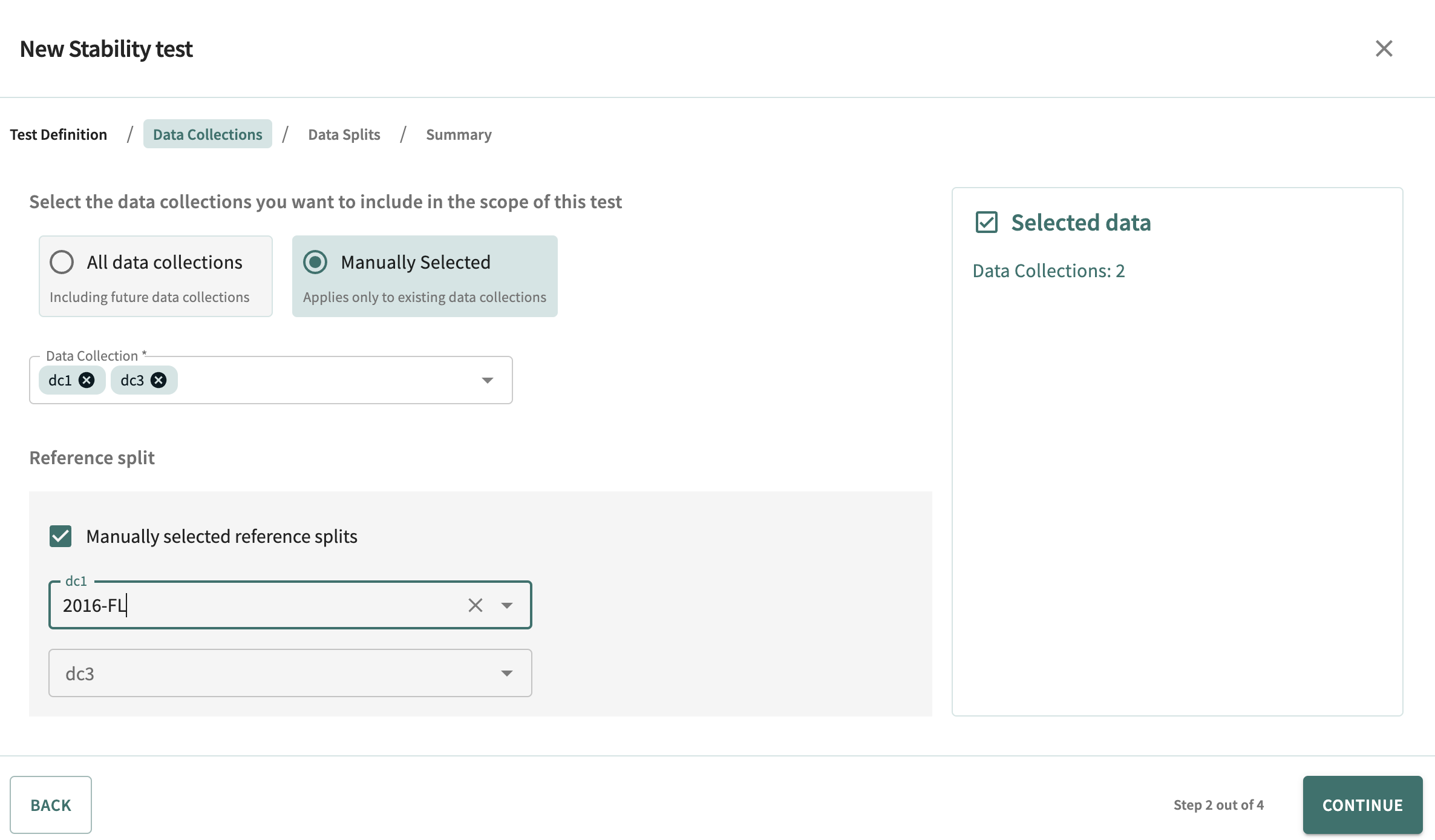 Model test manual data collections