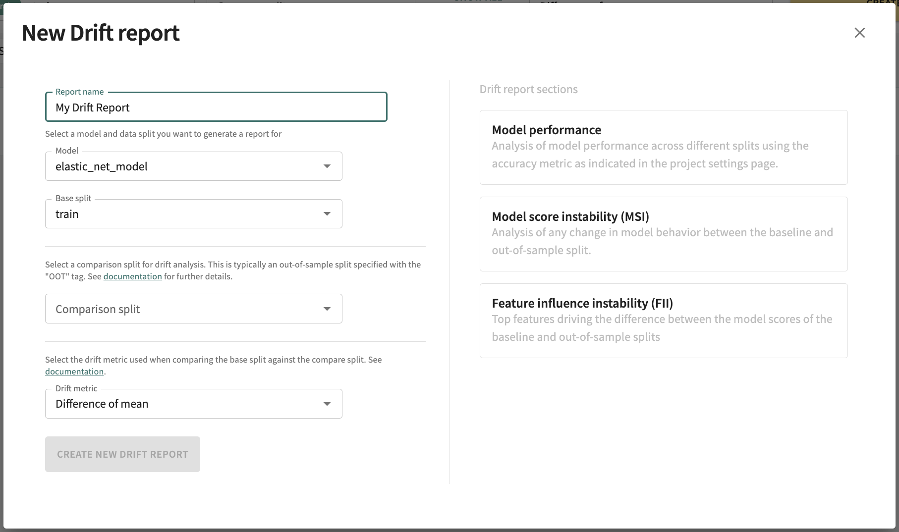 drift report form