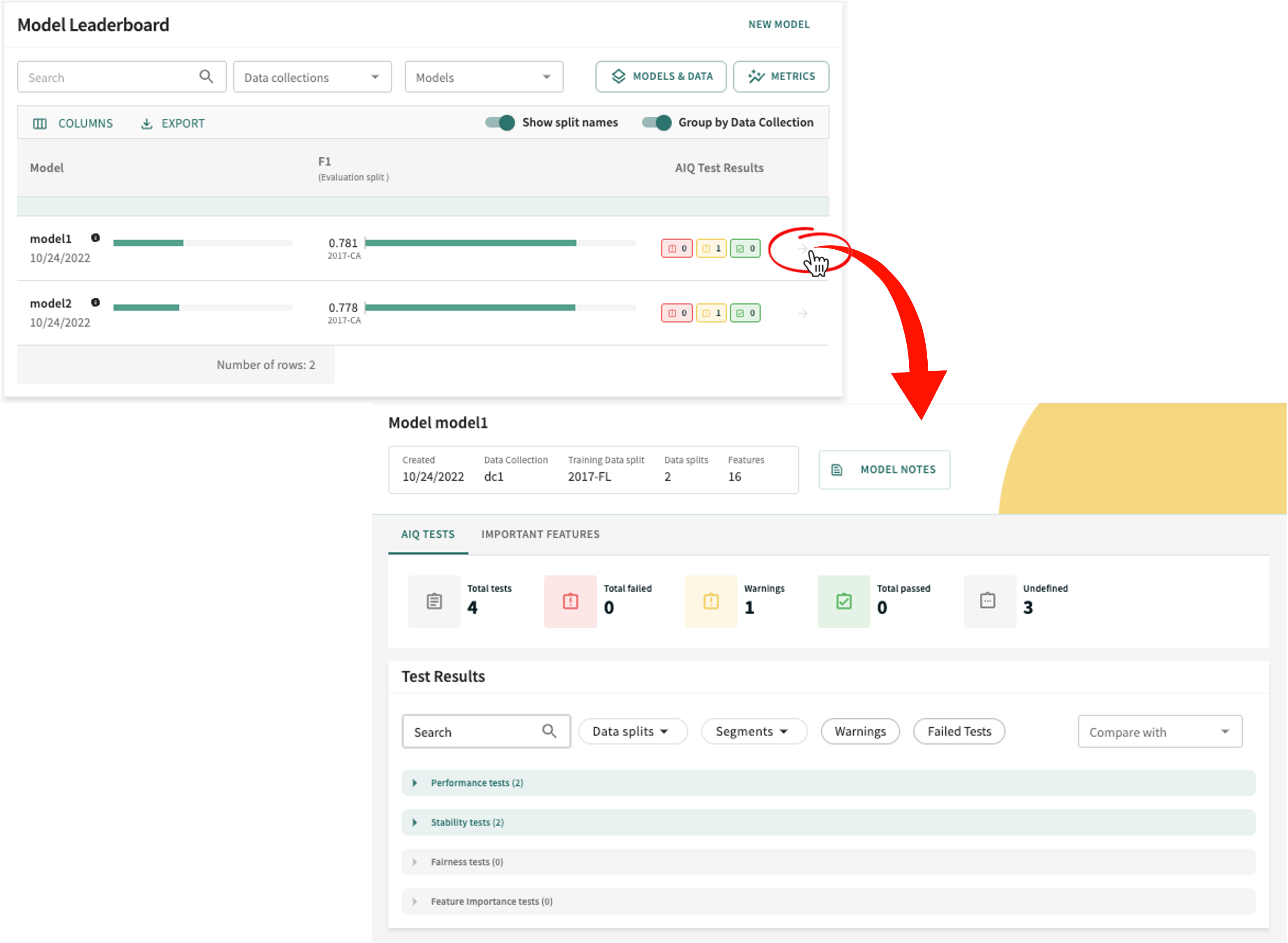 link to diagnostic result