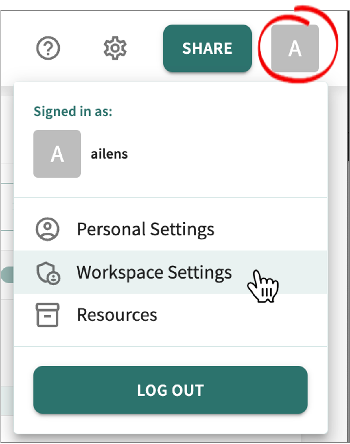 open workspace settings